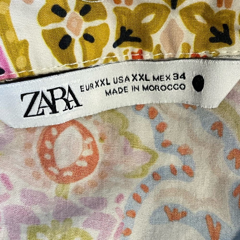 Zara Printed 100% Cotton Shirt Dress Midi Length Size XXL - Picture 5 of 9